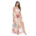 thumbnail image 2 of FORMRS Womens Long Sarong Beach Wrap Semi-Sheer Bikini Skirt Bathing Swimsuit Cover Up, Beige Starfish, 2 of 7