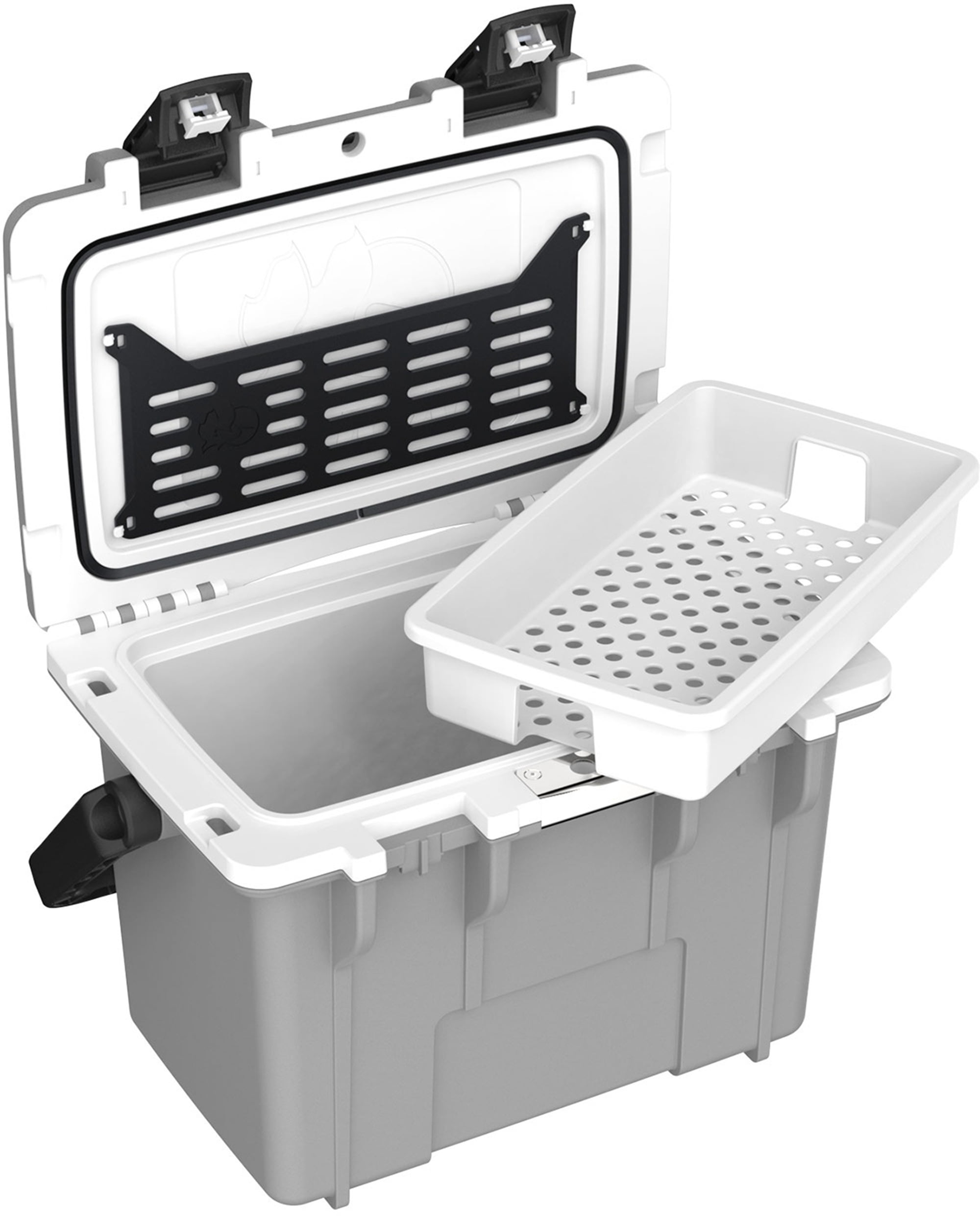 Pelican Elite 14 Qt Hard-Sided Cooler with Removable Tray  Dry Compartment, Cement with White
