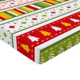 thumbnail image 2 of Ambesonne Christmas Fitted Sheet, Traditional Borders, Twin Size, Lime Green Yellow Red, 2 of 3