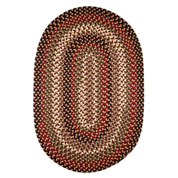 Colonial Red Area Rug, Braided Textured Design, 3Ft. X 5Ft. Oval Reversible, Washable Carpet
