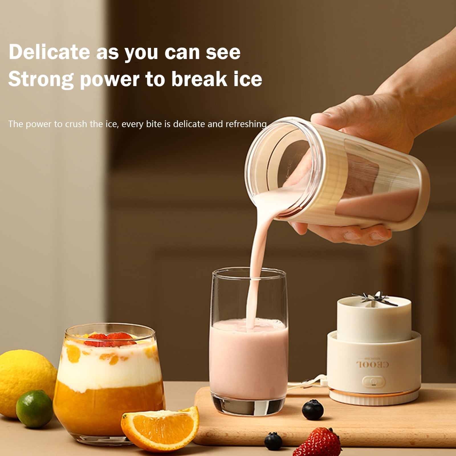 Portable Blender, Personal Size Blender for Shakes and Smoothies with 10 Ultra Sharp Blades, 16 Oz Mini Blender USB Rechargeable Type-C for Travel&Picnic&Office&Gym