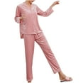 thumbnail image 2 of BLCHUNen 2 Piece Pajamas Sets for Women Velour Plush Lightweight Casual Button down Long Sleeve Loungewear Outfits, 2 of 9