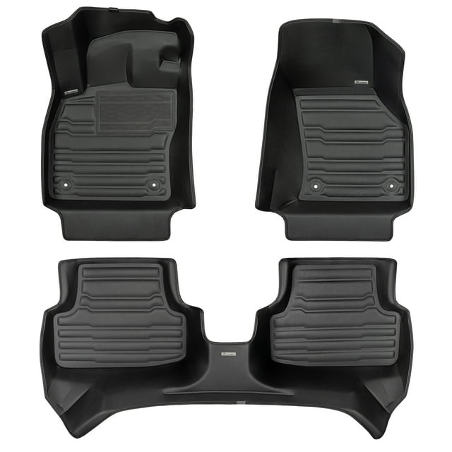 TuxMat - For Volkswagen Golf/GTI/R/Alltrack/SportWagen 2015-2021 Models - Custom Car Mats - Maximum Coverage, All Weather, Laser Measured - This Full Set Includes 1st and 2nd Rows