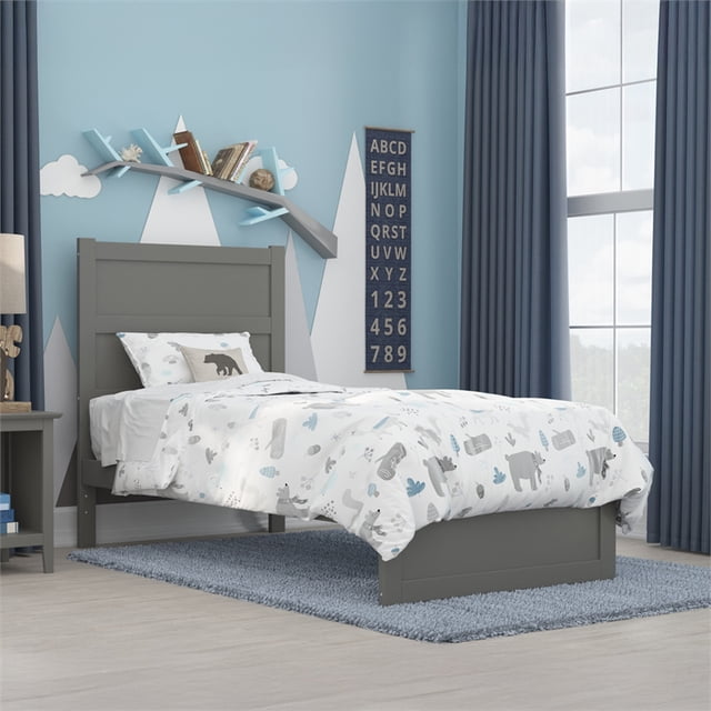 AFI NoHo Transitional Wood Twin Bed with Matching Footboard in Gray