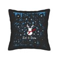 thumbnail image 4 of Set of 2 18x18in Throw Pillow Covers - Festive Winter Design with White Reindeer Red Scarf & Blue Snowflakes Perfect for Couch & Bed, 4 of 8