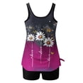 thumbnail image 6 of FAVIPT Tummy Control Swimsuit for Women Two Piece Surfing Boarding Casual Bathing Suit Floral Print Blouson Tank Top with Shorts Hot Pink,XXL, 6 of 8