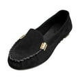 thumbnail image 3 of Juebong Loafers for Women Comfortable Suede Driving Shoes Solid Color Slip-On Walking Flats Loafer Black,42, 3 of 8