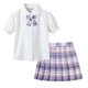 thumbnail image 4 of Odeerbi Niñas 3 Piezas Preppy Traje Ruffle Camisa de Manga Corta y Falda Plisada Cuadrado Conjunto de Uniforme Escolar Con Corbata, 4 of 6