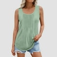 thumbnail image 2 of Mrat Lace Camisole Women's Tank Tops Sleeveless Tunic Pleated Crew Neck Blouses Summer Dressy Casual Loose T Shirts S-311 A-Green 3XL, 2 of 6