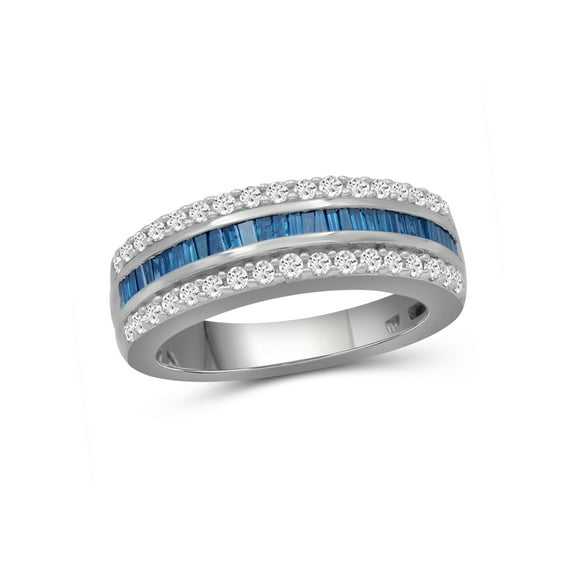 JewelersClub Diamond Rings for Women – 1.00 Carat Blue & White Diamond Ring Jewelry– Sterling Silver Bands for Women –– Ring by JewelersClub