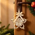 thumbnail image 4 of Toycle Hollow Metal Christmas Ornaments Golden Hanging Decor With Bow Crystal Xmas Tree Decorations For Decor A, 4 of 6