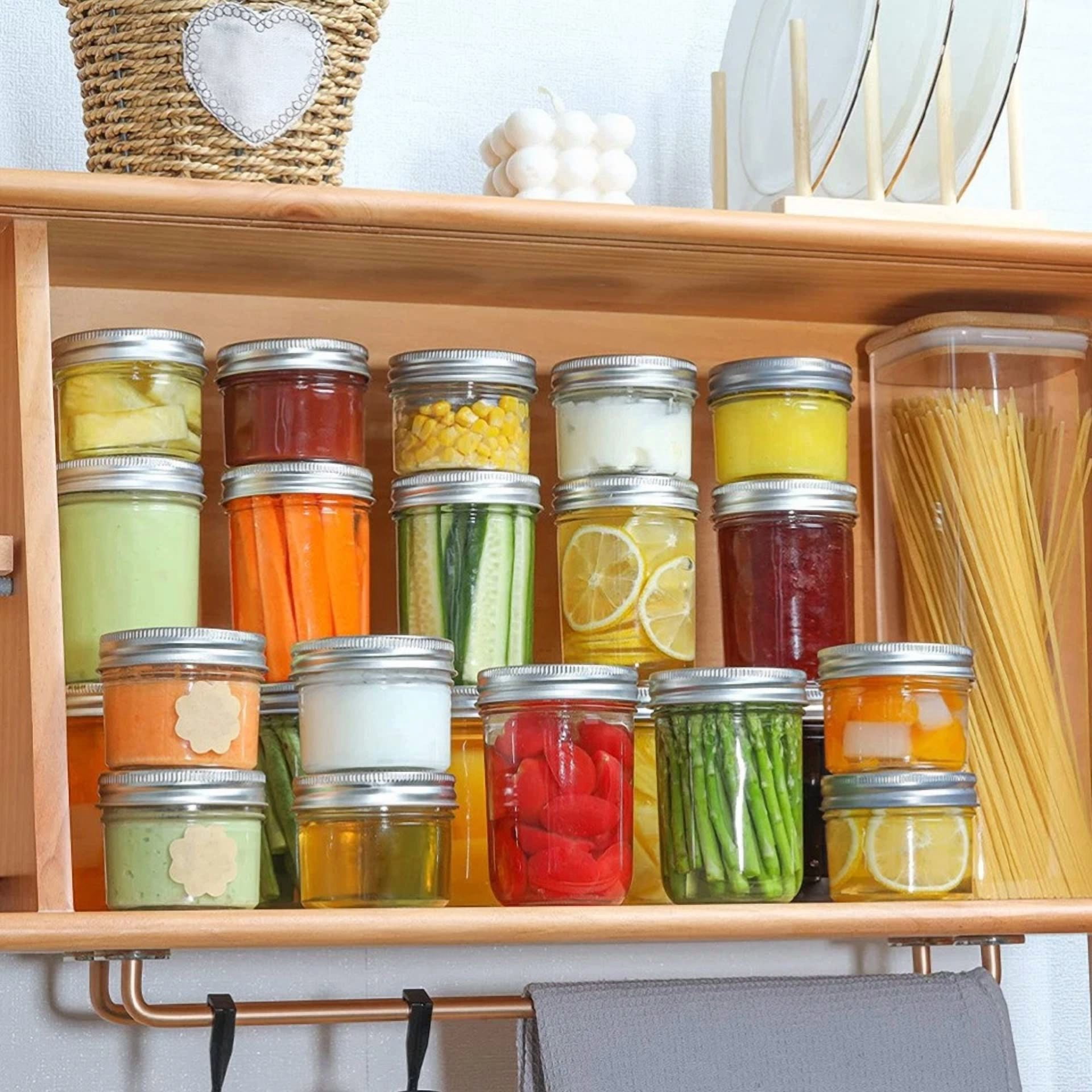 Zyler - 6 Pcs Mini Plastic Bottle Jam Jars With Lids Small Mason Aluminum Baby Glass