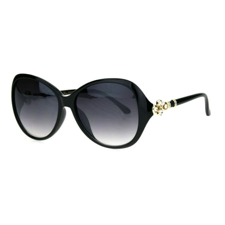 Womens Rhinestone Hinge Luxury Designer Butterfly Plastic Sunglasses Black Smoke