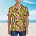 thumbnail image 4 of Fotbe Tulips Flowers Hawaiian Shirt for Men Unisex Summer Beach Casual Short Sleeve Cotton Linen Button Down Shirts-Small, 4 of 9