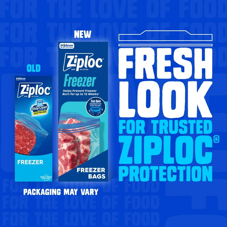 Ziploc® Brand Gallon Freezer Bags, Resealable, Large Storage, 20