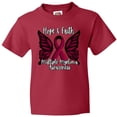 thumbnail image 3 of Inktastic Multiple Myeloma Cancer Awareness Hope & Faith with Butterfly Ribbon Youth T-Shirt, 3 of 5
