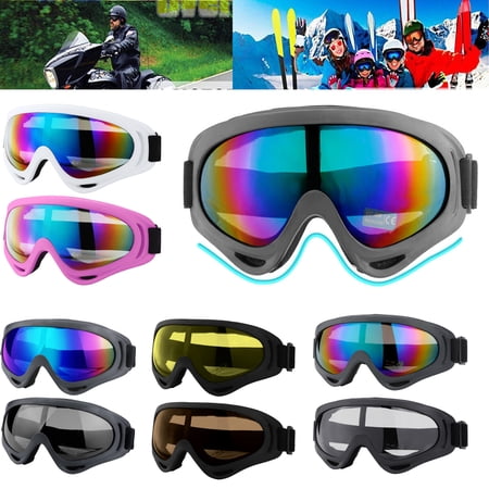 KKSQ 2PCS Outdoors Ski Goggles Double UV400 Anti Fog Dust Wind UV Snow Snowboard PC Monolayer Goggles