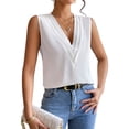 thumbnail image 2 of Sleeveless Tops for Women Summer Triple V-Neck T Shirts Business Office Blouse White XXXL, 2 of 10