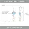 thumbnail image 4 of LeCalla 925 Sterling Silver Drop Dangle Earrings for Women | Blue Topaz and Pearl Dangle Earring, 4 of 6