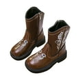 thumbnail image 5 of Gibobby Toddler Little Boys Girls Cowboy Boots Kids Western Square Toe Riding Mid Calf Boots,Brown,12-12.5 Y, 5 of 6