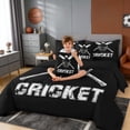 thumbnail image 5 of Erosebridal Vintage Cricket Bedding Comforter Set, Sport King Bedding Sets for Men and Boys, Black Reversible 7-Piece, 5 of 6
