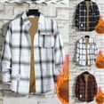 thumbnail image 4 of guisaled Mens Button Down Shirts Long Sleeve Slim Fit Plaid Shirts Warm Fleece Lined Flannel Shirt Classic Turn Down Collar Checkered Tops, 4 of 5