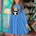 thumbnail image 2 of DISNIMO Panda Dress Girls Sunflower Dress Long Sleeve Blue Dress Kids Clothing Dresses with Collars for Girls Clothes 3-4 Years Dresses Childrens Skater Dress Girls Swing Dress with Button Front, 2 of 7