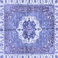 thumbnail image 1 of Ahgly Company Machine Washable Indoor Square Abstract Blue Modern Area Rugs, 5' Square, 1 of 4