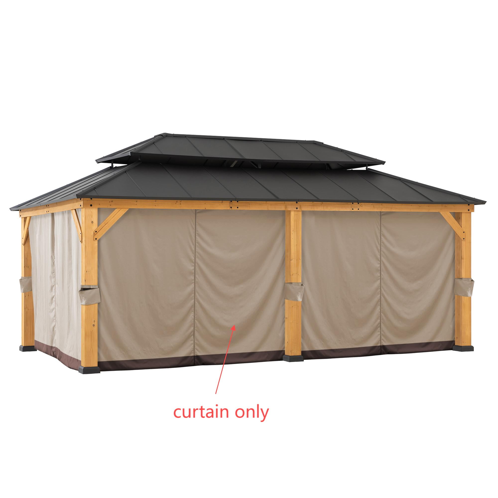 Sunjoy Replacement Gazebo Curtain Panles,Waterproof 6-Panel Screen Walls Outdoor Curtain for 12 x 20 ft Gazebo, Patio & Backyard Protection