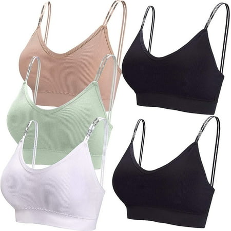 

5 Pieces V Neck Bra Seamless Padded Camisole Bandeau Sports Bra Sleep Bra