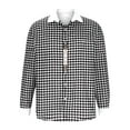 thumbnail image 3 of LNWUY Men's Fashion Plaid Dress Shirt Plaid Lapel Button Down Shirts Long Sleeve Blouse Classic Business Casual Shirts Black XL, 3 of 5
