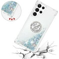 thumbnail image 5 of Phone Case for Samsung Galaxy S23 Ultra, Shockproof Clear Quicksand Glitter Flowing Liquid with Bling Diamond Ring Stand,Cute Women Girls Case for Galaxy S23 Ultra 6.8'' LS - Silver, 5 of 14