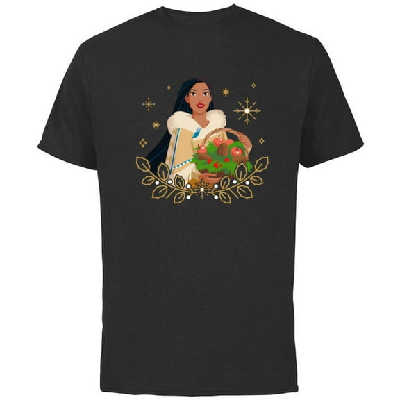 Disney Princess Pocahontas Holiday Standard - Short Sleeve Cotton T-Shirt for Adults - Customized-Black
