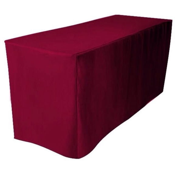 6' ft. Fitted Polyester Tablecloth Wedding Trade show Table Cover Burgundy"