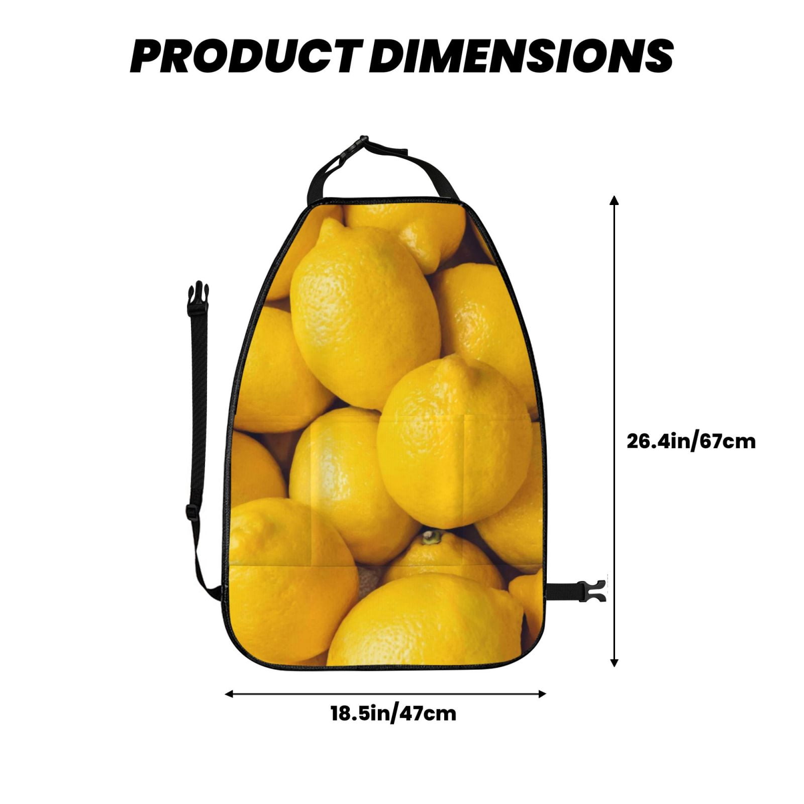 Xecao Ripe Yellow Lemon Pattern Car Seat Back Protector 2 Pack Large Capacity Pocket, Kick Mats Back Seat Protector