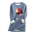 thumbnail image 1 of WEAIXIMIUNG Chandail en Molleton pour Femmes Graphique Mignon Mode Décontractée Noël Verre Manches Longues Long Chandail 2, 1 of 2
