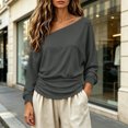 thumbnail image 7 of Tqcoqu Women's Off The Shoulder Sweatshirt Asymmetrical Tops Y2k Long Sleeve T Shirt Going Out Tops, 7 of 7