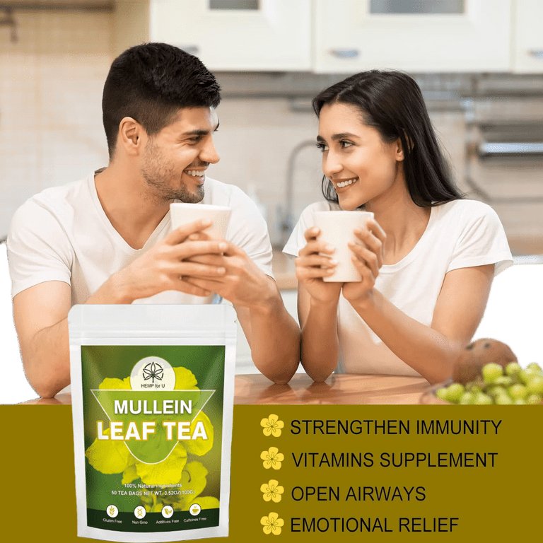 HFU Mullein Leaf Tea Bags, Organic Herbal Tea for Lung Health and