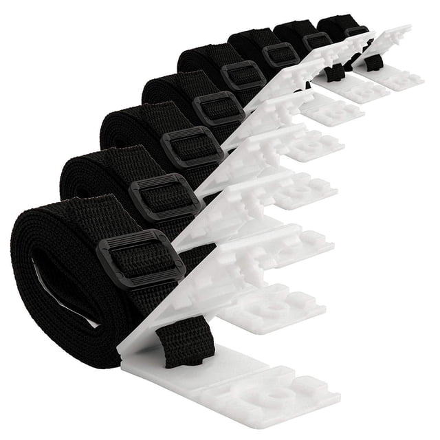 Kit de correas para carrete de cubierta, correas de manta solar para piscina universal enterrada que incluye 8 correas y lengüetas de nailon adhesivas, 8 placas de cordón, 8 hebillas