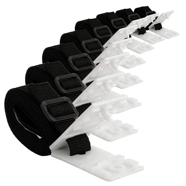 Kit de correas para carrete de cubierta, correas de manta solar para piscina universal enterrada que incluye 8 correas y lengüetas de nailon adhesivas, 8 placas de cordón, 8 hebillas