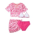 thumbnail image 4 of GYRATEDREAM Girls' 4 Piece Bikini Swimsuit Set Cover Ups Top & Skirt Triangle Halter Bikini Mini Skirt Coverups for 7-14 Years, 4 of 7