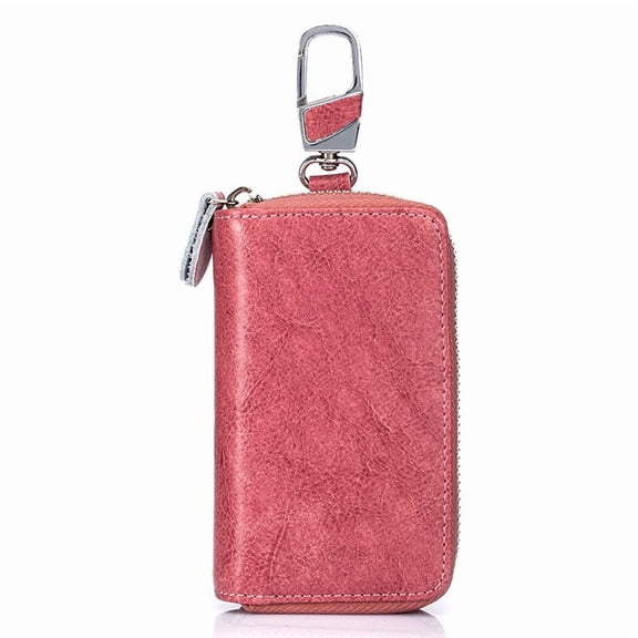 QINHEII Large Leather Key Case Wallet With 12 Hooks And Keychain Coffee Color Organizer For Men Women Multi Hook Holder