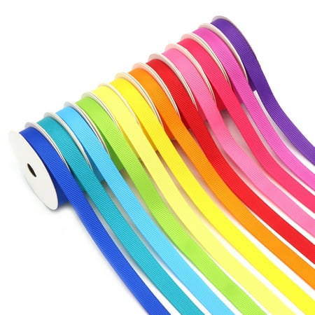 UPC: 0810074396943 | Solid Grosgrain Ribbon Pack for Crafts and Bows  12 Bright Colors  3/8  x 36 Yards by Gwen Studios