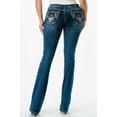 thumbnail image 3 of Grace in LA Women's Western Steerhead Rose Feather Embroidered Bootcut Jeans (25, Blue Stonewash), 3 of 3