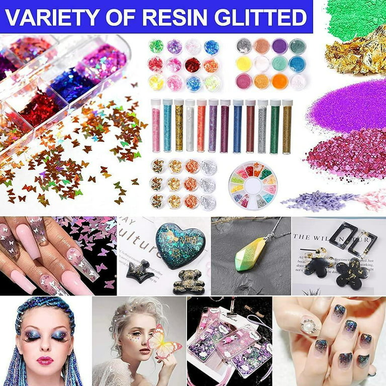 Resin Decoration Accessories Kit, Mckanti Resin Accessories Jewelry Making  Fillers Supplies with Resin Colorant Dye, Glitter Mica Powder, Dried