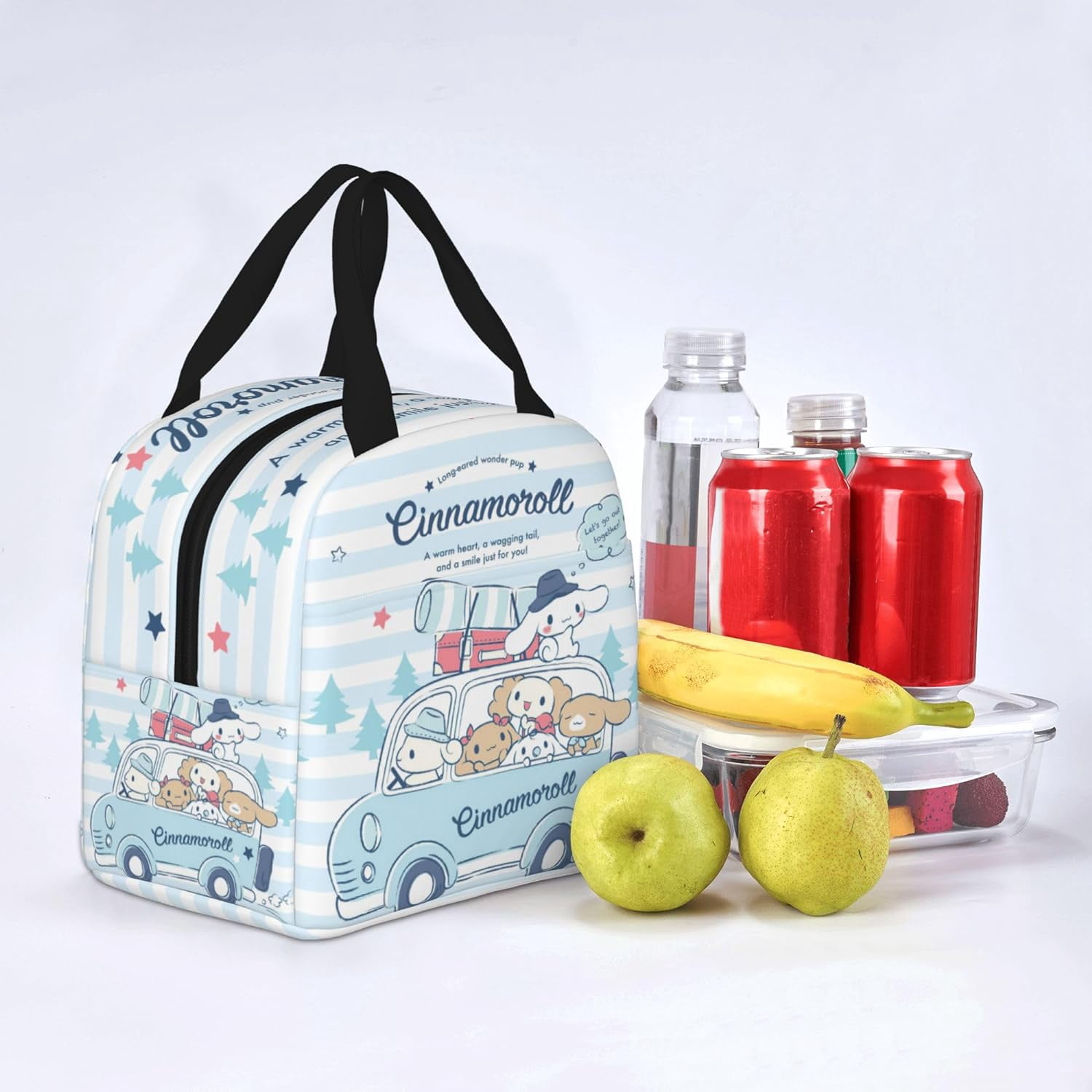 Cinnamoroll Cute Lunch Bag Reusable Insulated Bento Lunch Box 8.6x8x5 in Durable Lunch Bag for Office Work Hiking Travel Gift