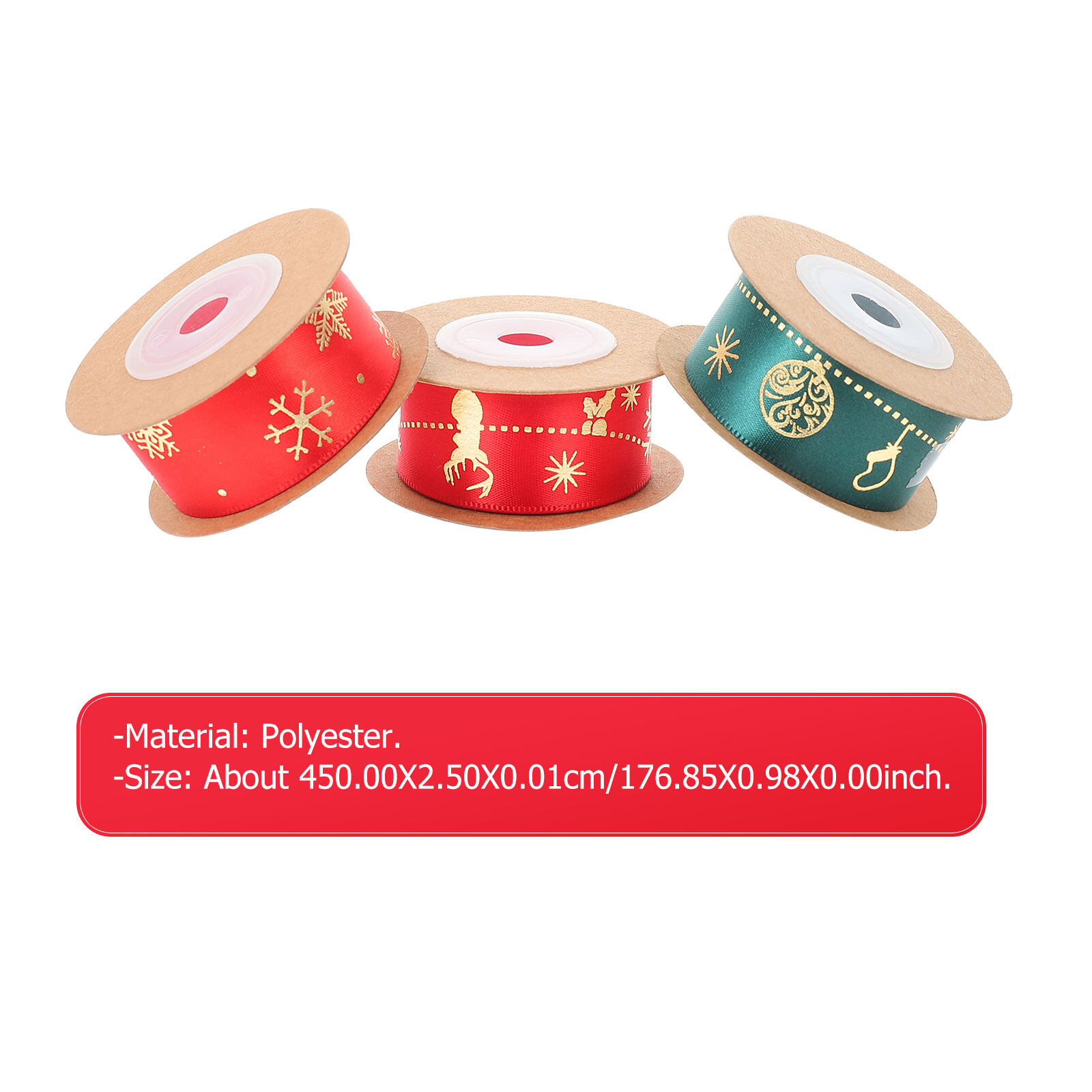 3 Rolls Christmas Elements Design Gift Decorative Wrapping Ribbons Gift