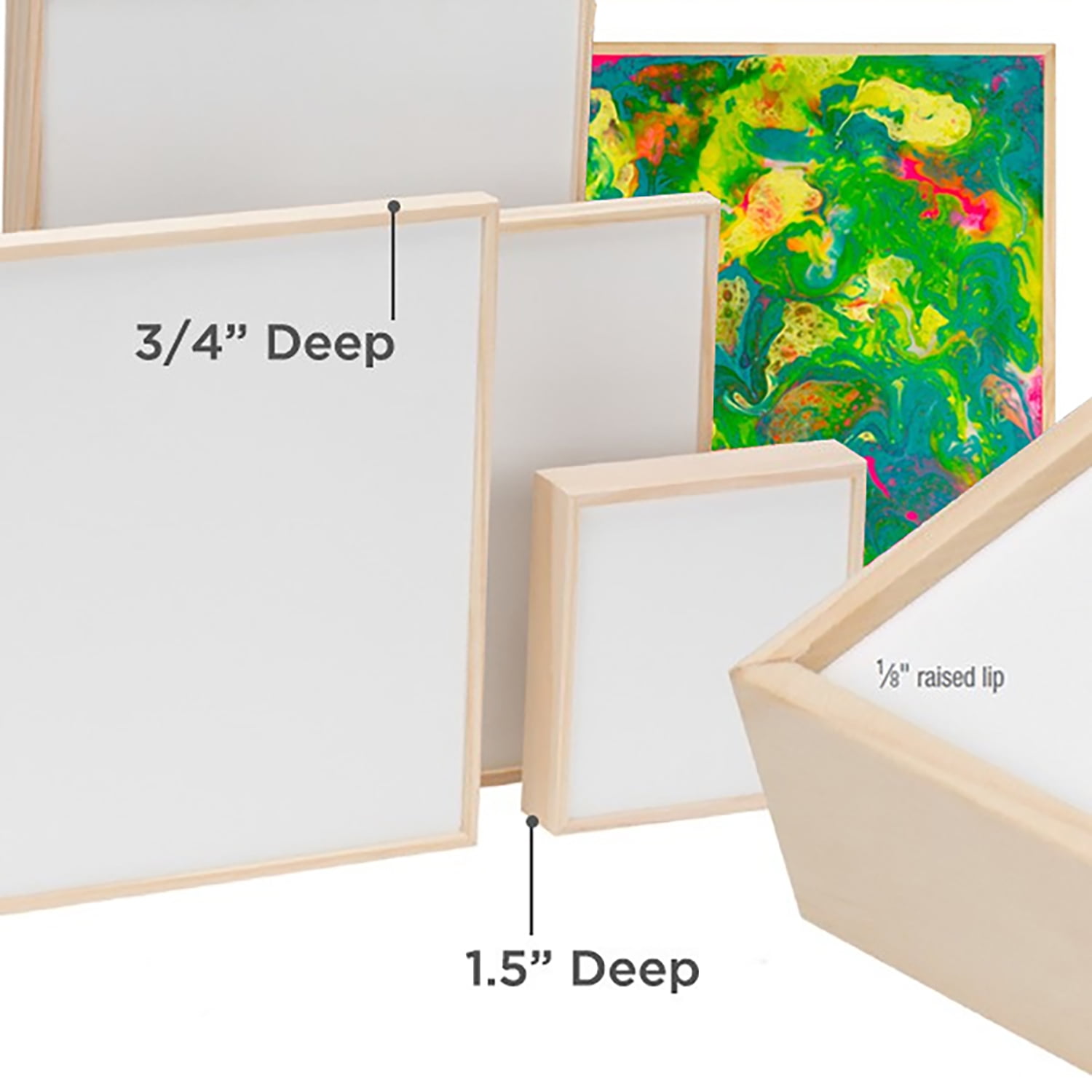 Da Vinci Pro Liquid Art Canvas Multi-Media Panels For High Flow Fluid Acrylics, Glazing Liquids, Pouring Mediums, Encaustics, Resin Paints, And Alcohol-Based Ink - [1.5" Deep, 18x24" Panel]