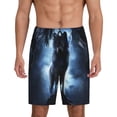 thumbnail image 1 of Balery Night Scene of Wolves Pantalones cortos de pijama de punto de algodón para hombre con cinturilla y bolsillos-Medium, 1 of 6