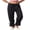 Black, variant on LMLYSoH Women Bloomer Pants Drawstring Waist Eyelet Lace Cuff Cozy Harem Trousers
